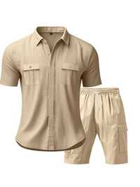 Men's Full Size Button Up Shirt and Shorts Set Plus Size 100400974487606 48 Affordable Fashion Under $100 Jerry's Apparel 