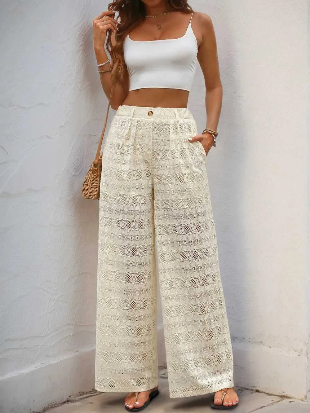 Decorative Button Wide Leg Pants 100100627351573 30 Affordable Fashion Under $100 Jerry's Apparel 