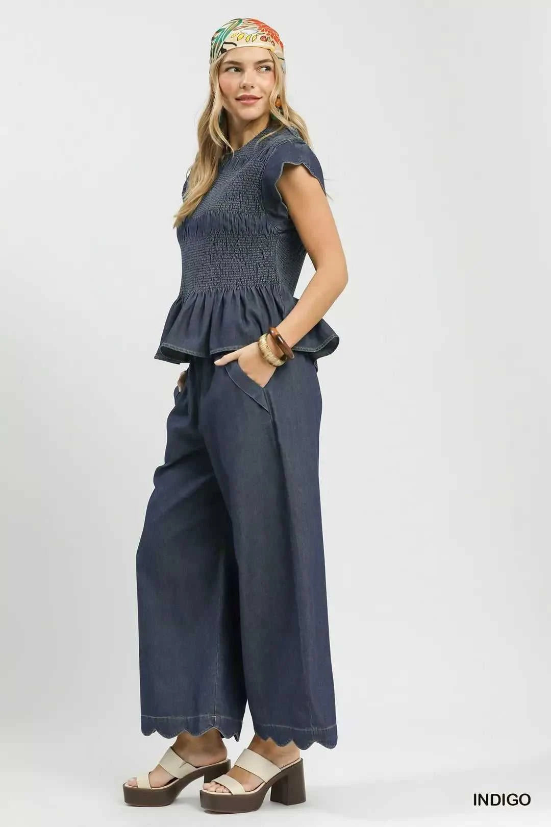 Umgee Smocked Peplum Top with Scalloped Ruffle Cap Sleeves 100100805161521 64 Affordable Fashion Under $100 Jerry's Apparel 