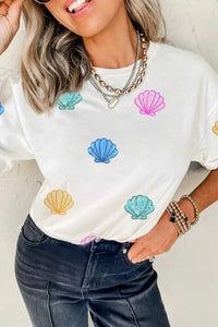 Sequin Shell Graphic Summer Loose T Shirt 100100333002381 36 Affordable Fashion Under $100 Jerry's Apparel 