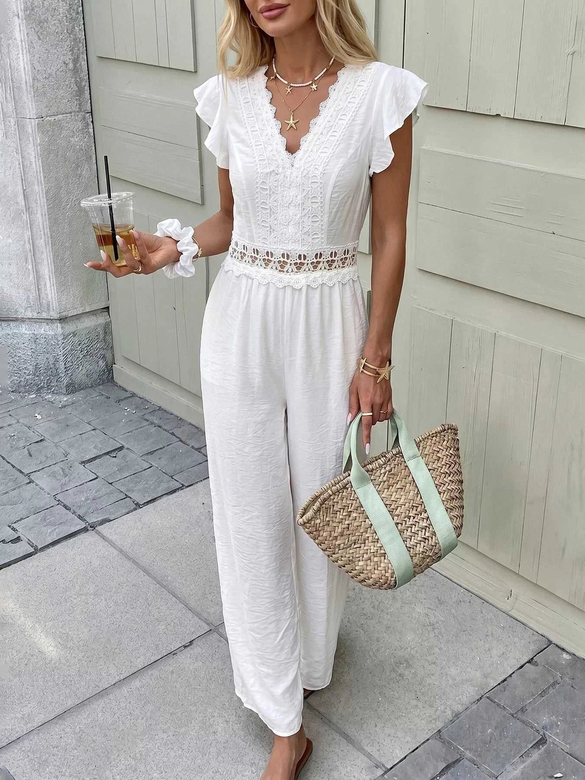 Lace Trim Wide Leg Jumpsuit 100100601464606 40 Affordable Fashion Under $100 Jerry's Apparel 