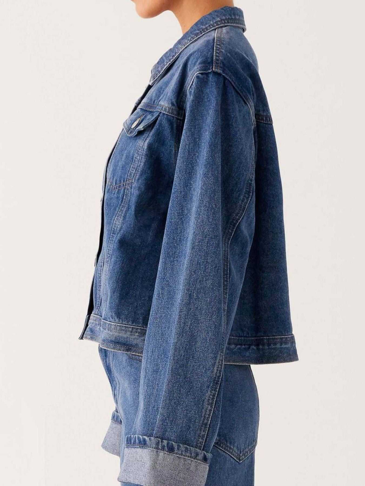Button Down Cropped Oversized Denim Jacket 100100003789645 47 Affordable Fashion Under $100 Jerry's Apparel 
