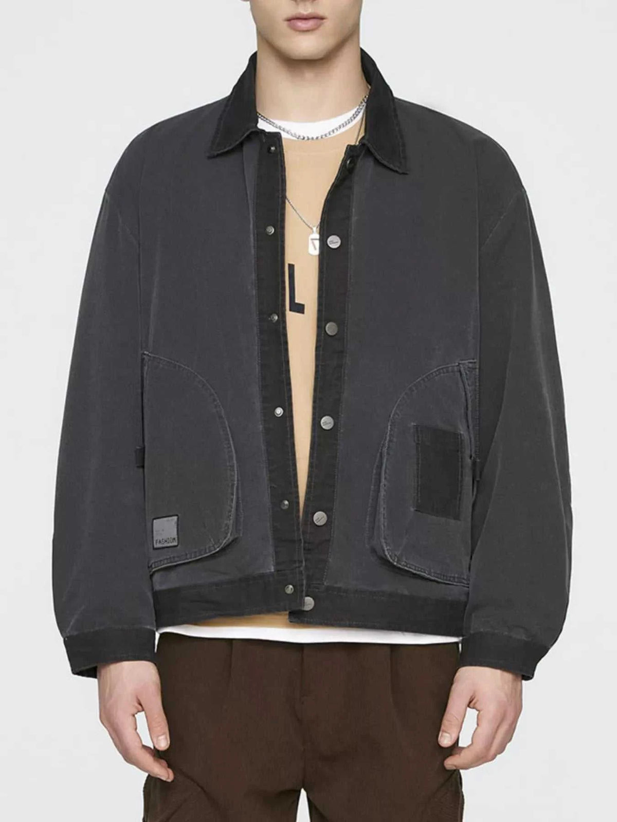 Men's Plus Size Snap Down Long Sleeve Jacket 100400486449495 140 Fashion Forward Plus Size Clothing Jerry's Apparel 