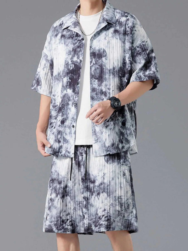 Men's Full Size Tie-Dye Casual Shirt and Shorts Set Plus Size 100400953884507 34 Affordable Fashion Under $100 Jerry's Apparel 