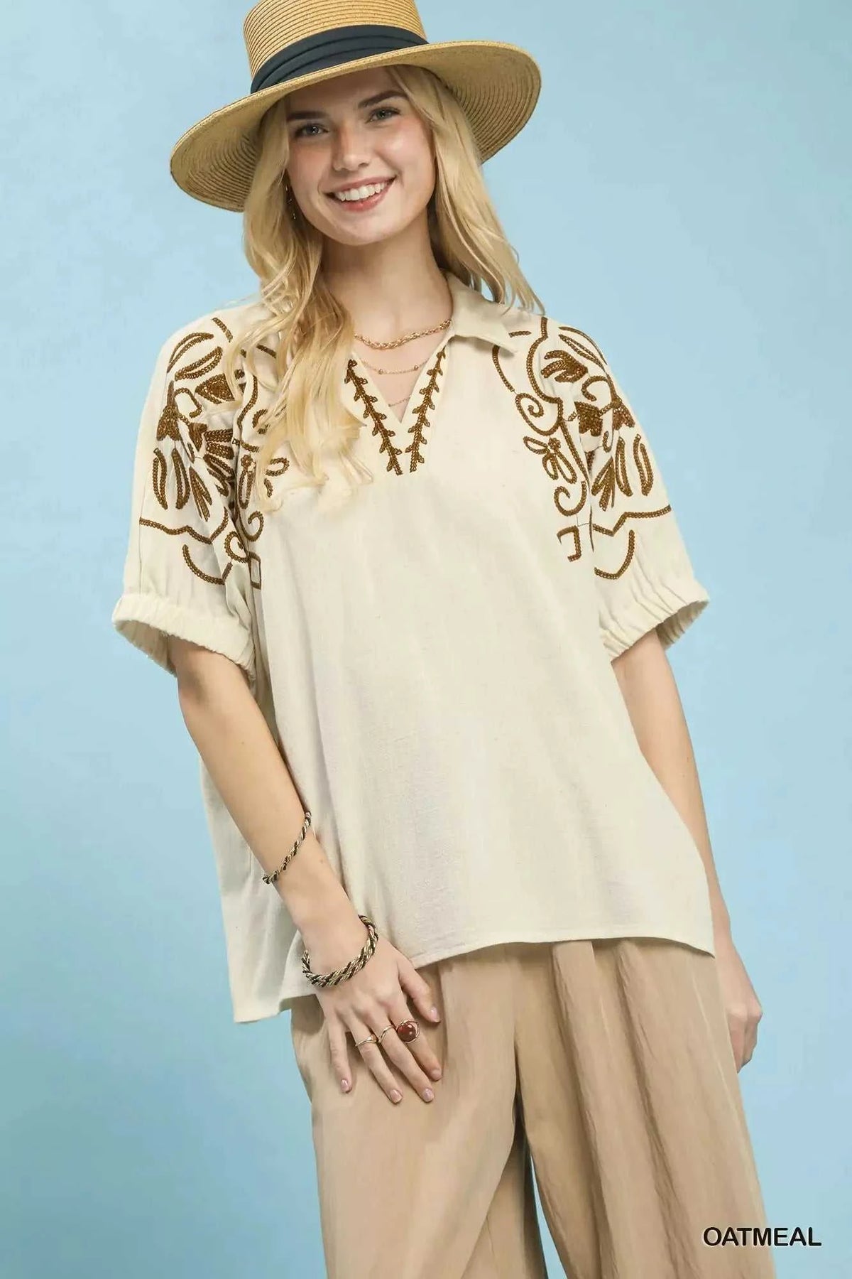 Umgee Floral Embroidered Sleeve Blouse 100100163501068 53 Affordable Fashion Under $100 Jerry's Apparel 