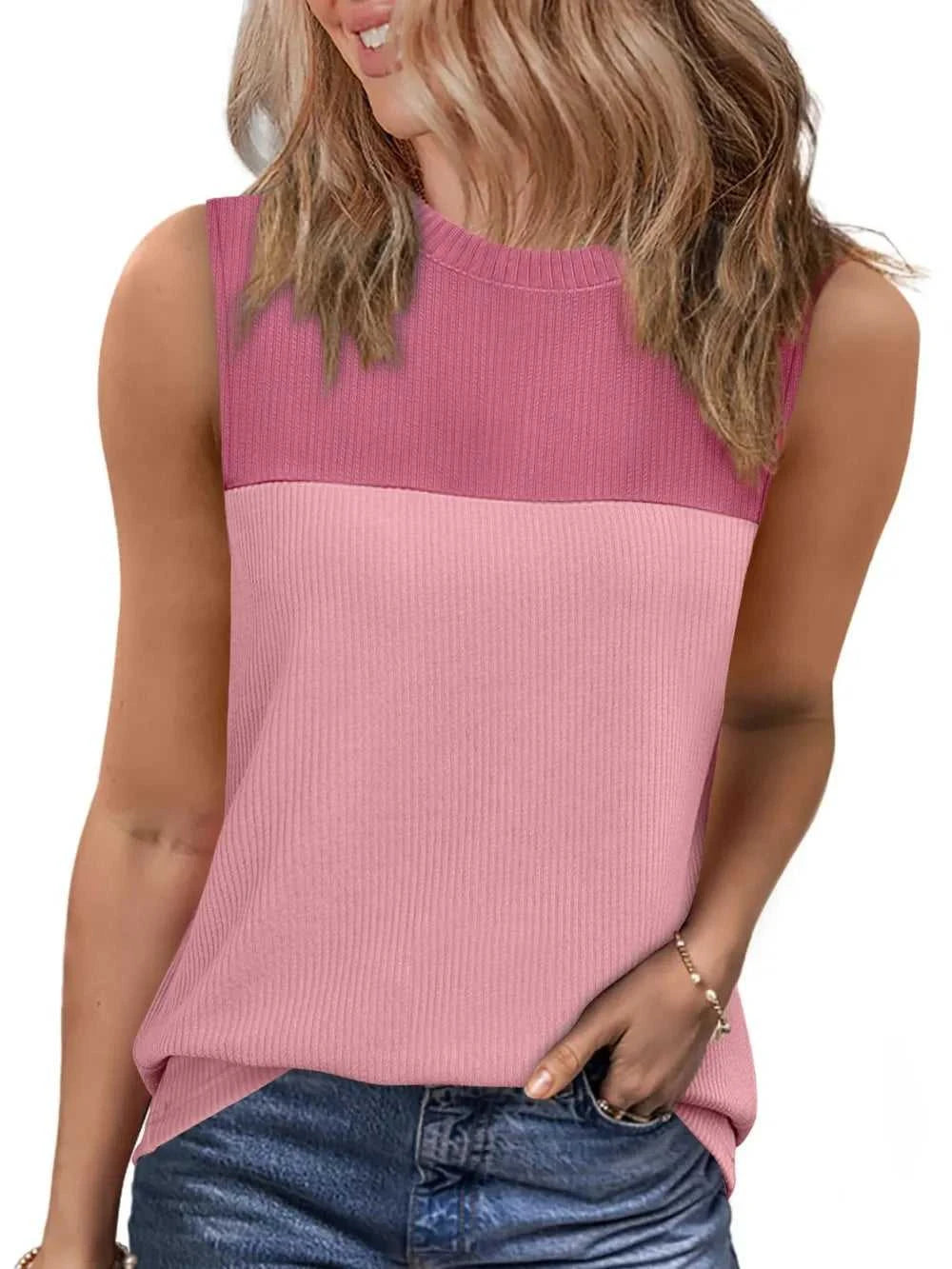 Color Block Round Neck Tank 100100795101366 16 Affordable Fashion Under $100 Jerry's Apparel 
