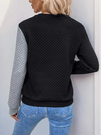 Perfee Decorative Button Contrast Long Sleeve Sweatshirt 100100555151325 26 Affordable Fashion Under $100 Jerry's Apparel 
