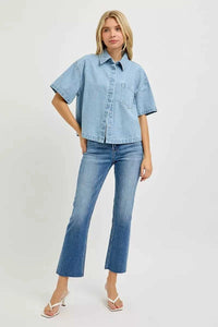 RISEN Oversized Half Sleeve Cropped Shirt 100100520631940 60 Affordable Fashion Under $100 Jerry's Apparel 