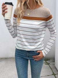 Casual Striped Long Sleeve Color Block T-Shirt 100100049284631 35 Affordable Fashion Under $100 Jerry's Apparel 
