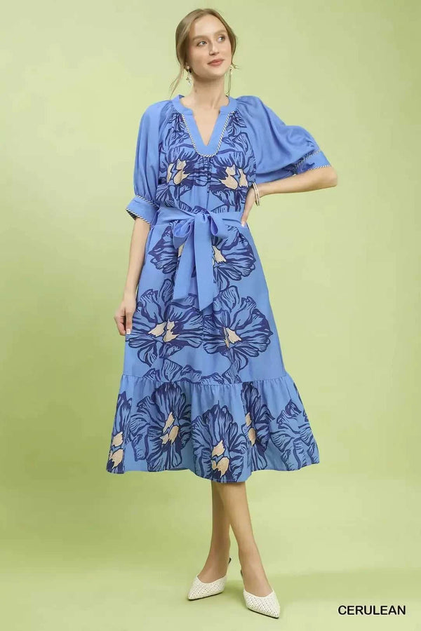 Umgee Floral Belted Midi Dress 100100260511577 66 Affordable Fashion Under $100 Jerry's Apparel 