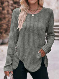 Ribbed Knit Long Sleeve T-Shirt 100100676091737 30 Affordable Fashion Under $100 Jerry's Apparel 