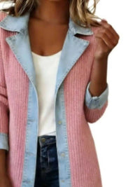 Full Size Denim Trim Ribbed Knit Jacket Plus Size 101001578991997 43 Affordable Fashion Under $100 Jerry's Apparel 