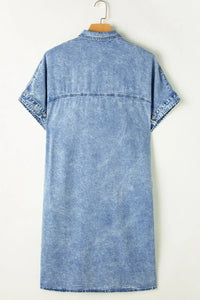 Oversized Button Down Denim Shirt Dress
