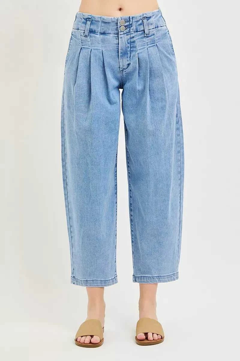 RISEN Slouchy Crop Barrel Pleated Jeans 100100448461045 67 Affordable Fashion Under $100 Jerry's Apparel 