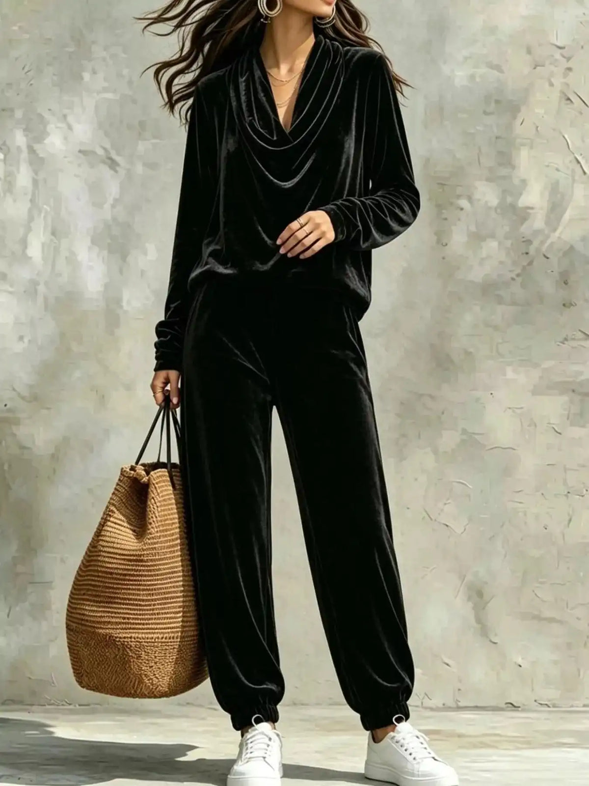 Full Size Velvet Cowl Neck Top and Pants Set Plus Size 101001490771294 53 Affordable Fashion Under $100 Jerry's Apparel 