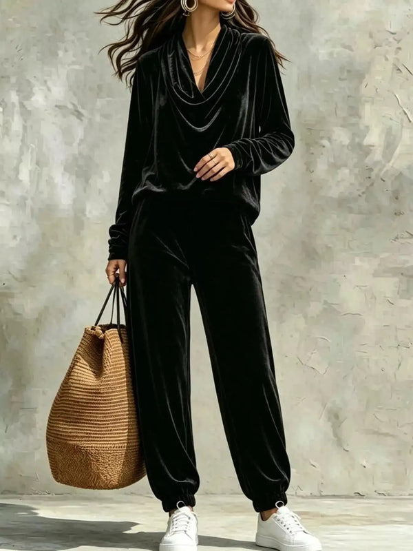 Full Size Velvet Cowl Neck Top and Pants Set Plus Size 101001490771294 53 Affordable Fashion Under $100 Jerry's Apparel 