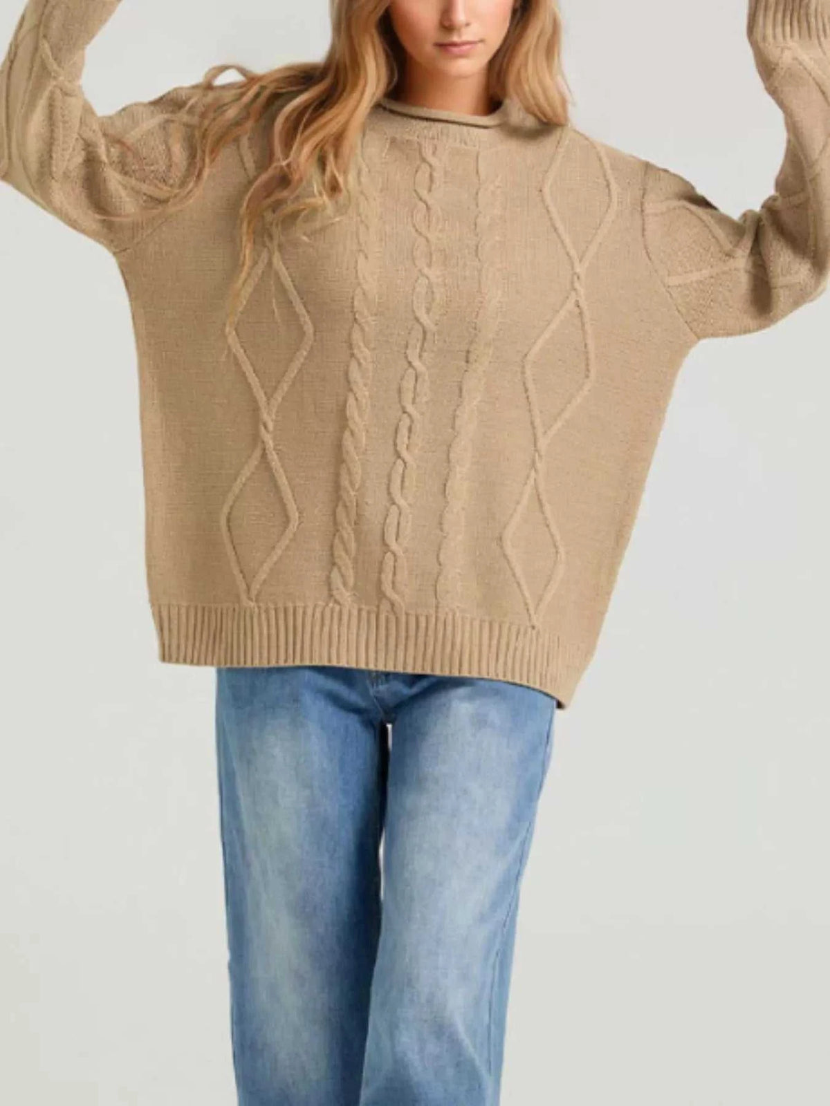 Cable Knit Ribbed Hem Sweater 100100212875190 49 Affordable Fashion Under $100 Jerry's Apparel 