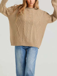 Cable Knit Ribbed Hem Sweater 100100212875190 49 Affordable Fashion Under $100 Jerry's Apparel 