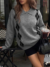 Argyle Patterned Polo Collar Sweater 100100781259890 43 Affordable Fashion Under $100 Jerry's Apparel 