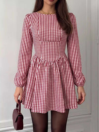 Backless Plaid Long Sleeve Dress 100100155316035 45 Gifts for Her Jerry's Apparel 