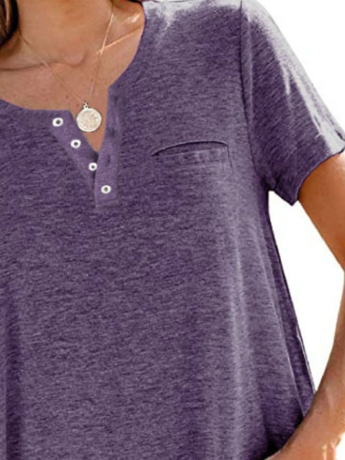 Full Size Notched Short Sleeve T-Shirt Plus Size