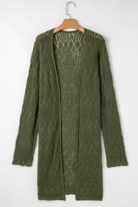 Openwork Open Front Long Sleeve Cardigan