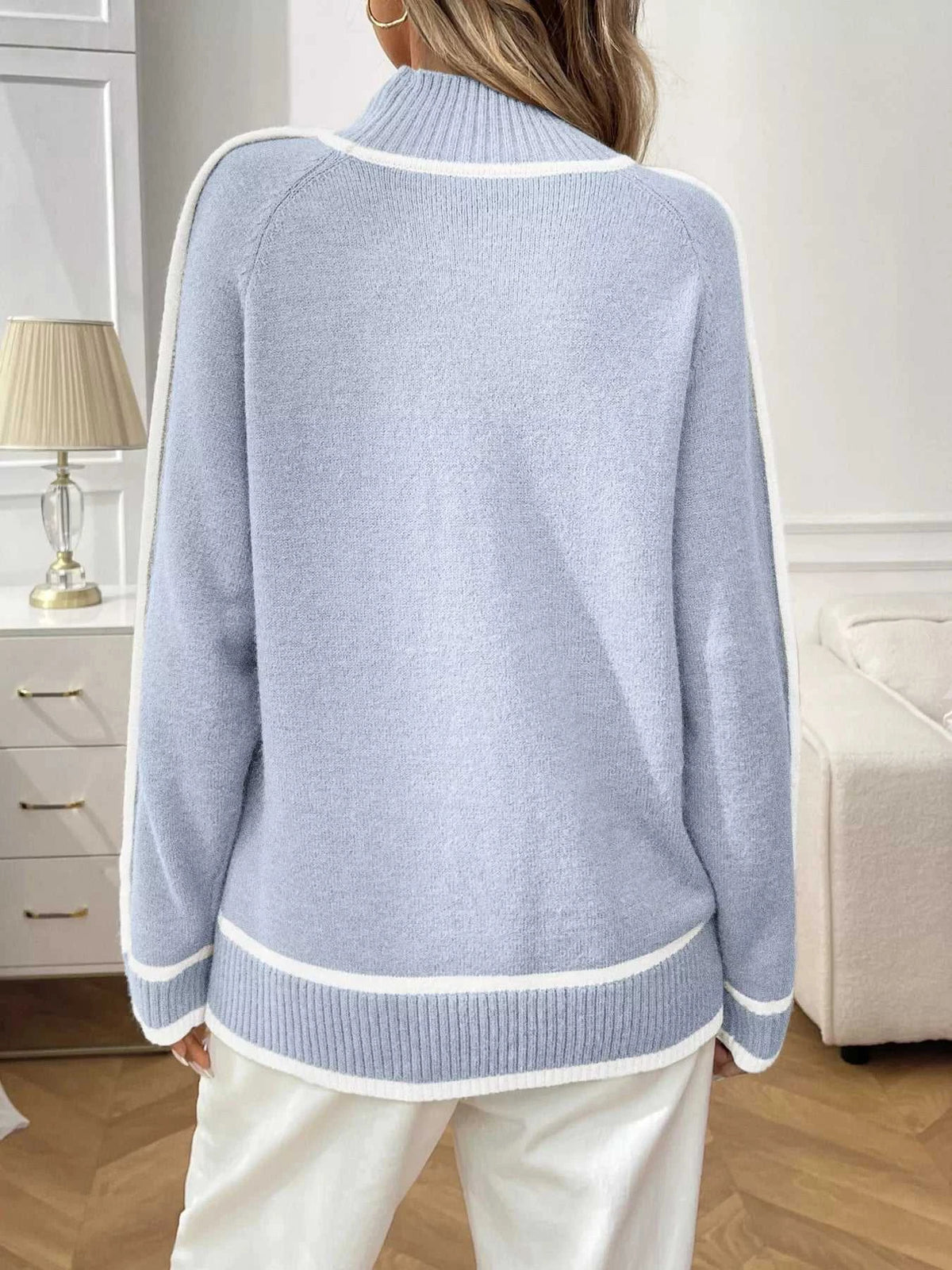 Contrast Trim Turtleneck Long Sleeve Sweater 100100412481042 50 Seasonal Fashion Collections Jerry's Apparel 