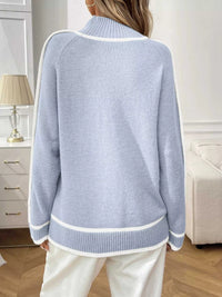 Contrast Trim Turtleneck Long Sleeve Sweater 100100412481042 50 Seasonal Fashion Collections Jerry's Apparel 