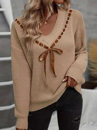 Ribbon Tie V-Neck Sweater 101002827607745 43 Affordable Fashion Under $100 Jerry's Apparel 