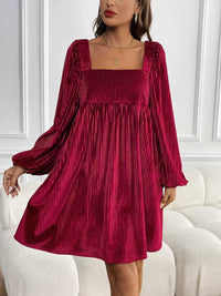 Velvet Square Neck Long Sleeve Dress 100100004568053 56 Affordable Fashion Under $100 Jerry's Apparel 
