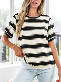 Striped Crew Neck T-Shirt 100100248569322 33 Affordable Fashion Under $100 Jerry's Apparel 