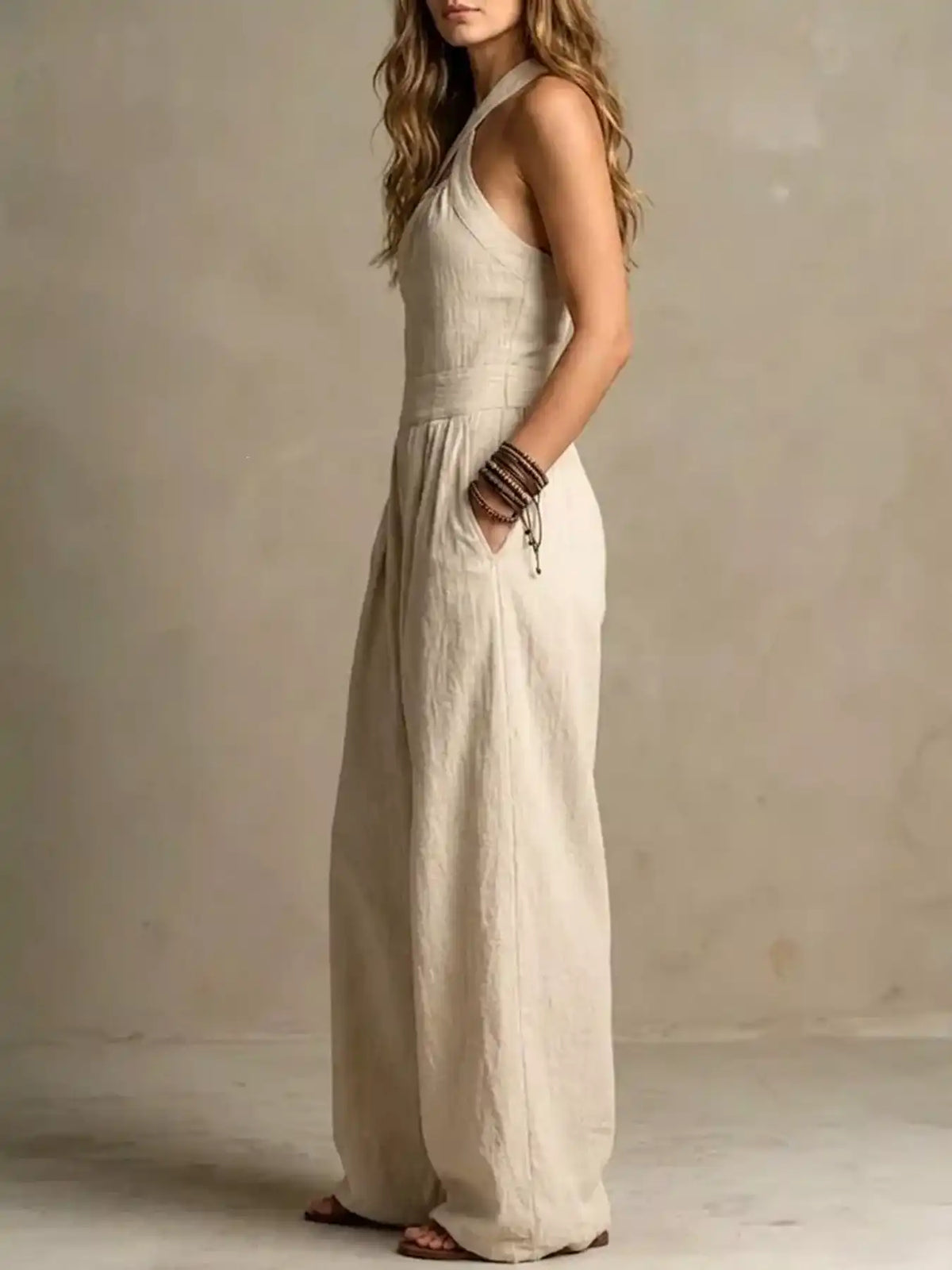 Full Size Halter Neck Wide-Leg Jumpsuit Plus Size 101001857800379 54 Affordable Fashion Under $100 Jerry's Apparel 