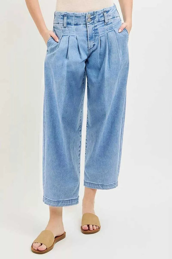 RISEN Slouchy Crop Barrel Pleated Jeans 100100448461045 67 Affordable Fashion Under $100 Jerry's Apparel 