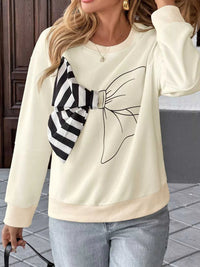 Bow Round Neck Dropped Shoulder Sweatshirt 100100349474048 39 Affordable Fashion Under $100 Jerry's Apparel 