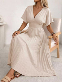 Pleated V-Neck Midi Dress 100100926207857 45 Affordable Fashion Under $100 Jerry's Apparel 