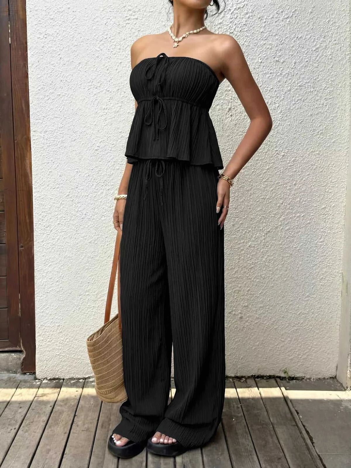 Tube Top and Wide-Leg Pants Set 100100877151663 41 Affordable Fashion Under $100 Jerry's Apparel 
