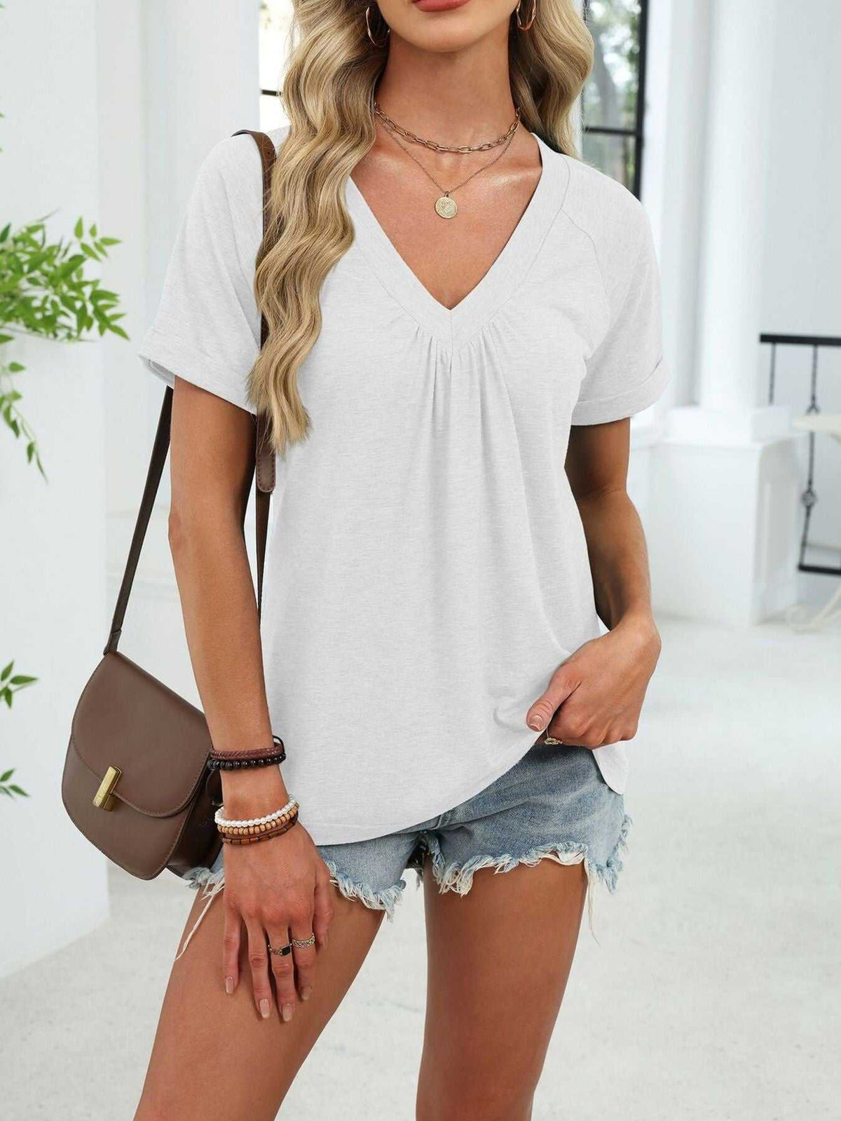Casual V-Neck Short Sleeve T-Shirt 100100731554922 25 Affordable Fashion Under $100 Jerry's Apparel 