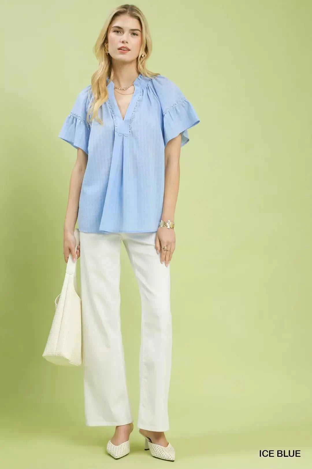Umgee Gingham Puff Sleeve Top with Lace Trim 100100284641279 45 Affordable Fashion Under $100 Jerry's Apparel 