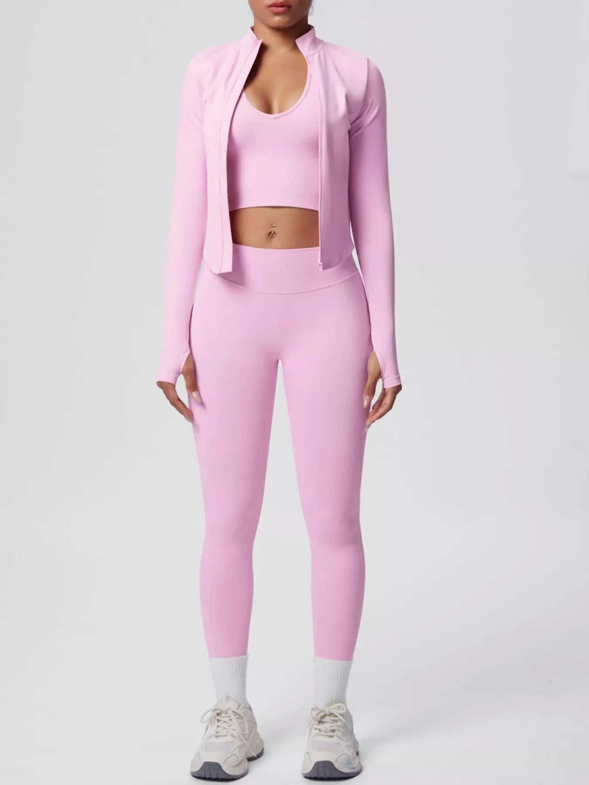 Tank & Zip-Up Jacket and Leggings Three-Piece Active Set 101006896695096 129 Comfortable Weekend Sets Jerry's Apparel 