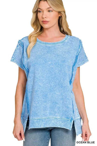 F/terry Halo Snow Washed Oversized Hi-low Top 100100806681285 32 Jerry's Apparel 