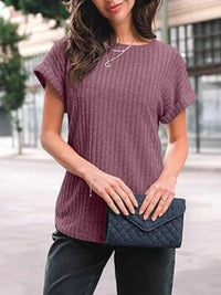 Casual Ribbed Knit Short Sleeve T-Shirt 100100691365915 25 Affordable Fashion Under $100 Jerry's Apparel 