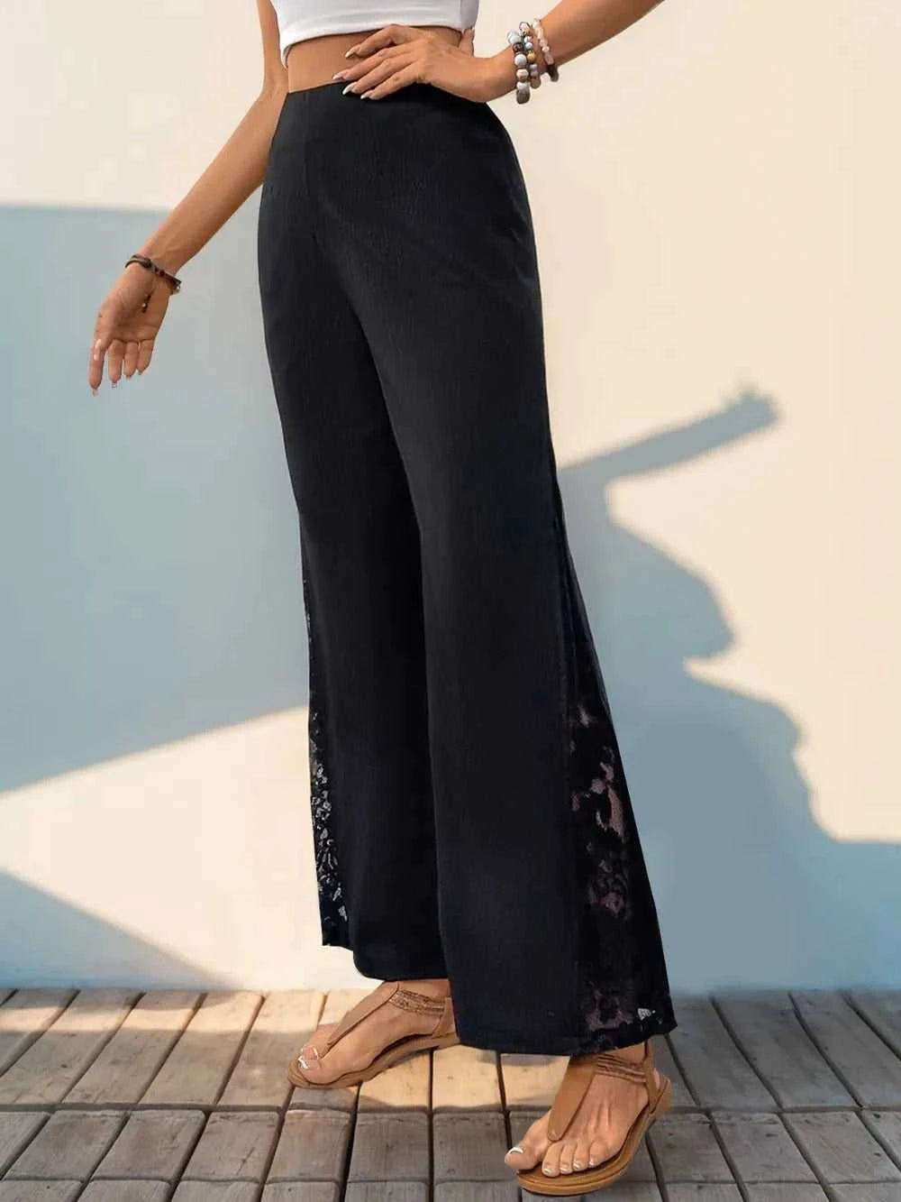 Perfee Lace Detail Wide Leg Pants 100100778731256 30 Seasonal Fashion Collections Jerry's Apparel 
