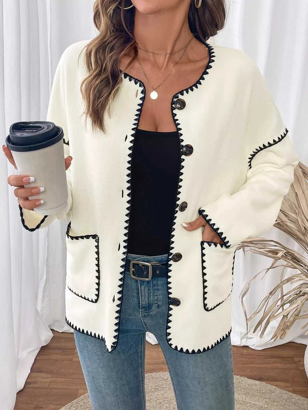 Contrast Trim Button Up Jacket 100100779911355 70 Affordable Fashion Under $100 Jerry's Apparel 