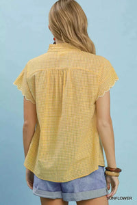 Umgee Embroidered Print Scallop Sleeve Button Front Blouse 100100386921857 51 Affordable Fashion Under $100 Jerry's Apparel 