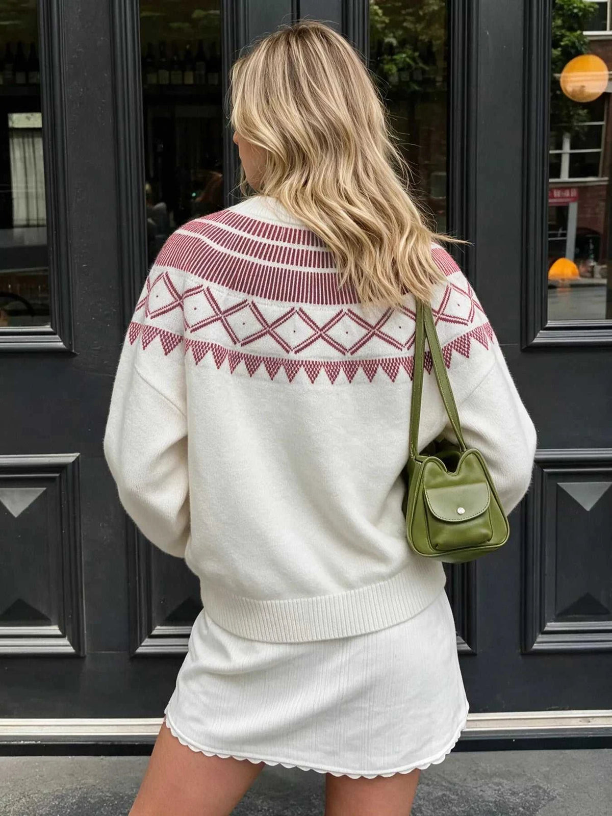Geometric Crew Neck Knit Sweater 101002372250452 55 Affordable Fashion Under $100 Jerry's Apparel 