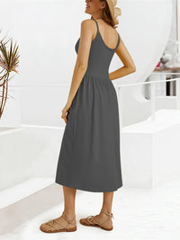 Scoop Neck Midi Dress with Pockets