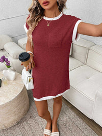 Contrast Trim Ribbed Knit Mini Dress with Pocket 100100281069040 32 Affordable Fashion Under $100 Jerry's Apparel 
