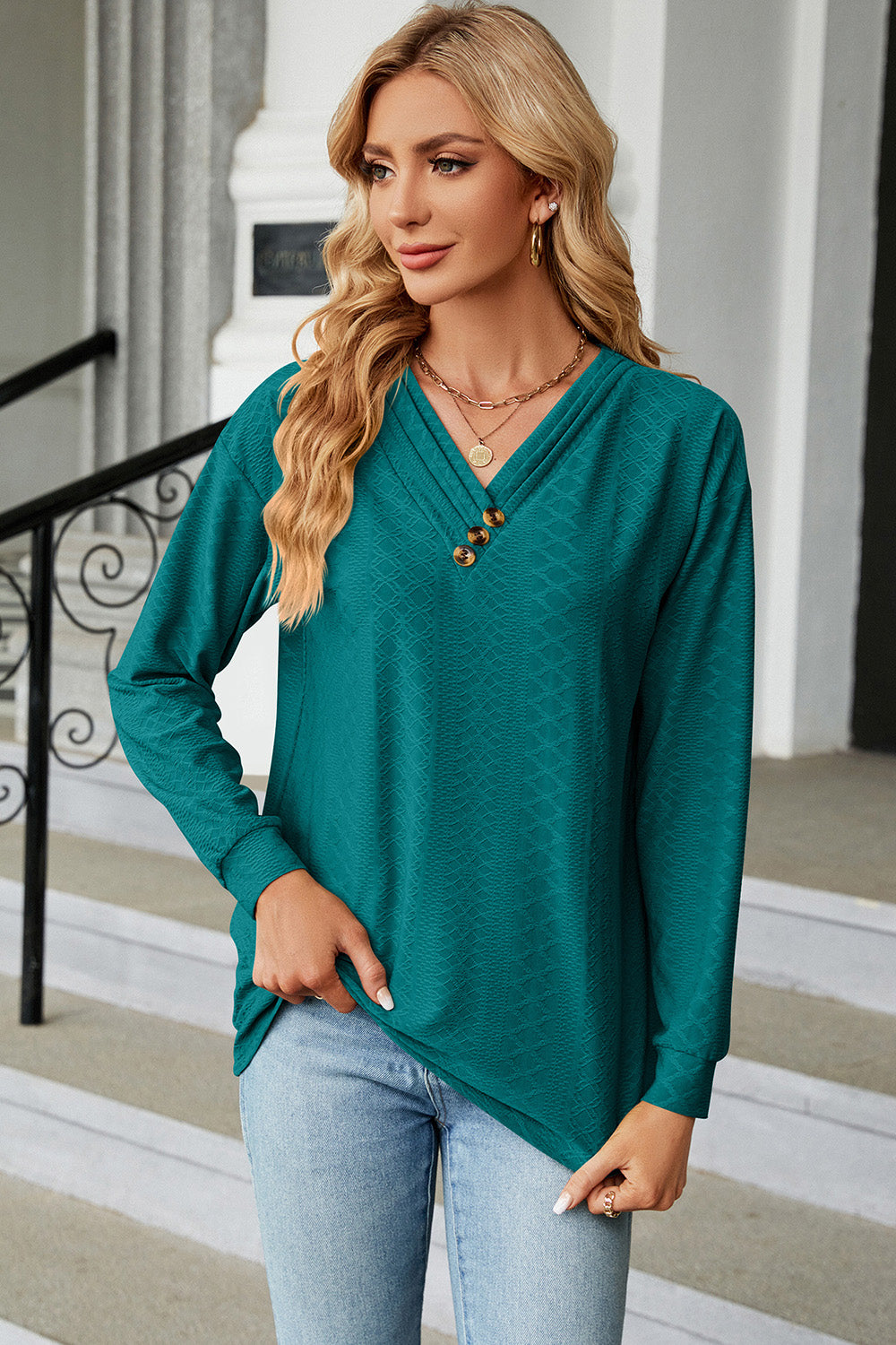 V-Neck Long Sleeve T-Shirt