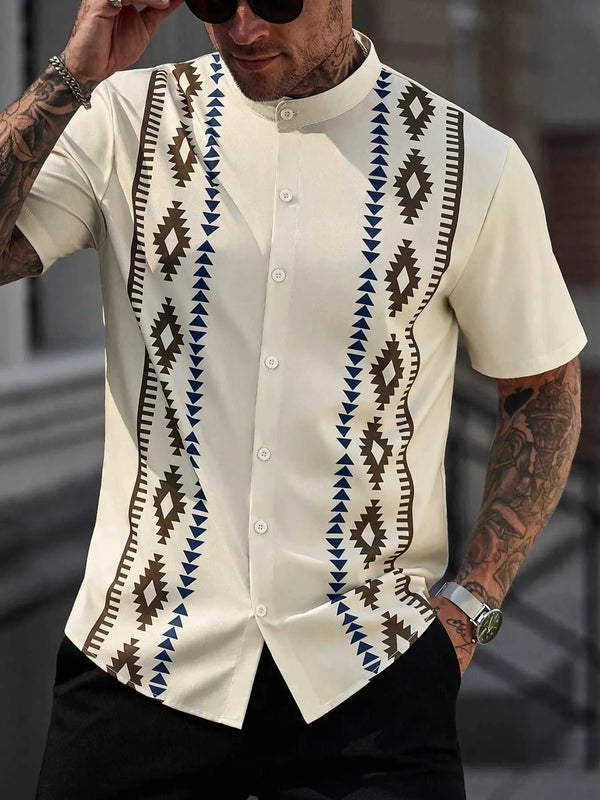 Men's Geometric Print Short Sleeve Shirt 104001395569418 26 Affordable Fashion Under $100 Jerry's Apparel 