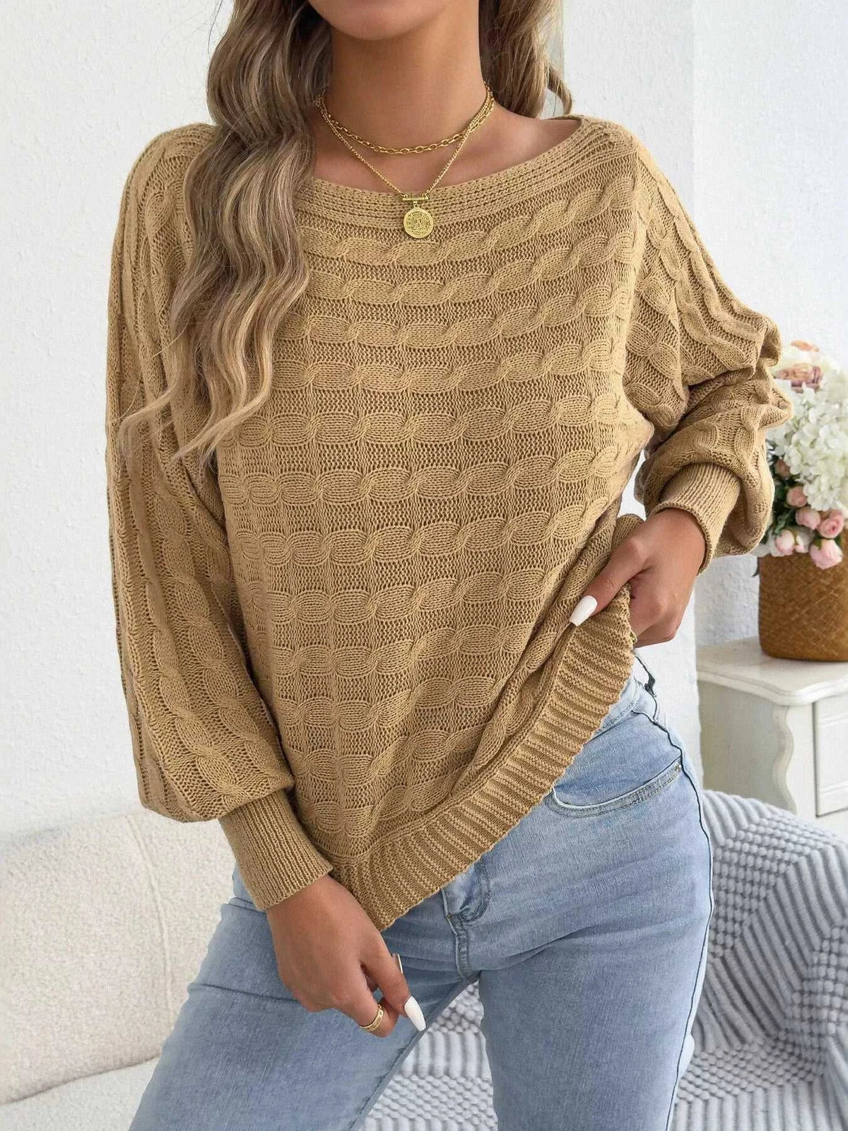Cable Knit Boat Neck Sweater 101002602212115 36 Affordable Fashion Under $100 Jerry's Apparel 